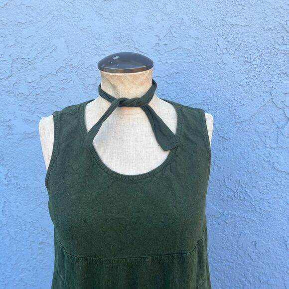 Vintage 90s Maxi Dress Cotton Size Small Dark Green - Picture 4 of 12